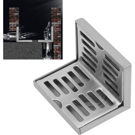 Siphon d'angle en acier inoxydable, caniveau horizontal en forme de L pour mur de balcon (1/5)