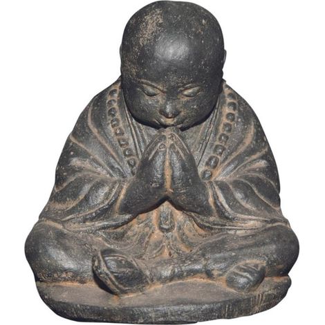 Statuette jardin moine assis 20 cm - Gris 20 cm (1/3)