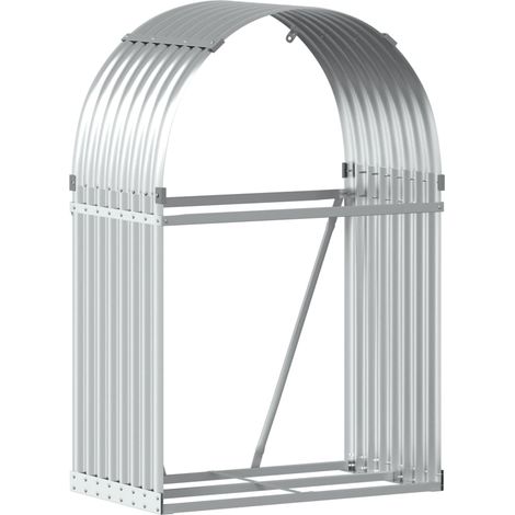 Maison Exclusive - Leñero de acero galvanizado plateado 80x45x120