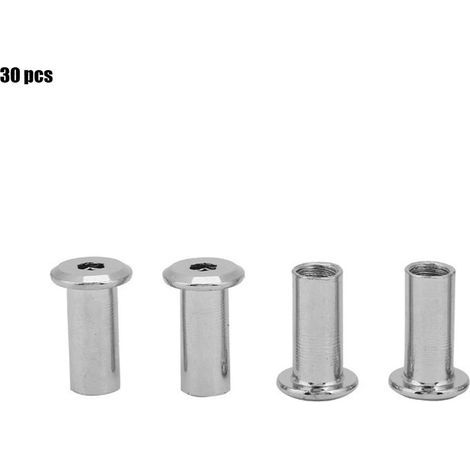 Écrous plats en fer plaqué nickel Écrous hexagonaux à tête ronde Manchons pour meubles (M822 30 pièces) (1/5)