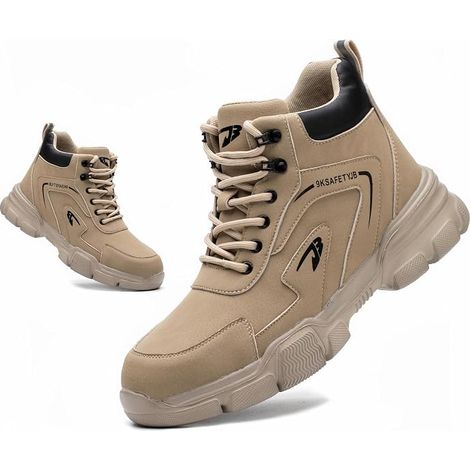 Leichte, wasserdichte Sicherheitsschuhe für Damen und Herren, bequeme, hohe Arbeitsschuhe, Sicherheitsstiefel mit Stahlkappe, rutschfeste Bauschuhe (1/5)