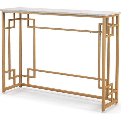 Table console moderne avec cadre géométrique et plateau en marbre effet - blanc (1/5)