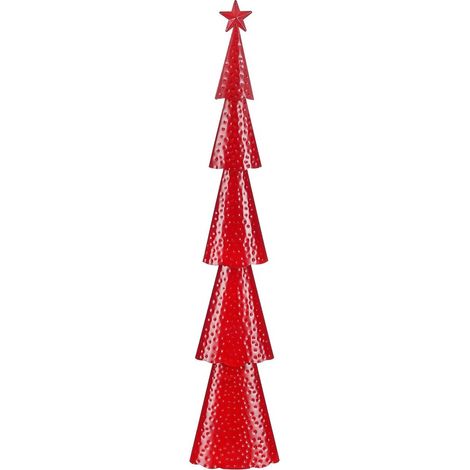 Sapin de Noël Décoratif en Fer Effet Martelé Rouge pour Cheminée et Fenêtre H90,5 cm - PANGIVO (1/3)
