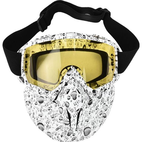 Masque de protection anti-buée et coupe-vent avec bandeau élastique pour moto (verres jaunes) (1/5)