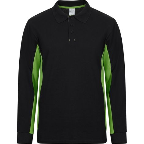 POLO BICOLOR ML NEGRO/VERDE LIMA 3XL