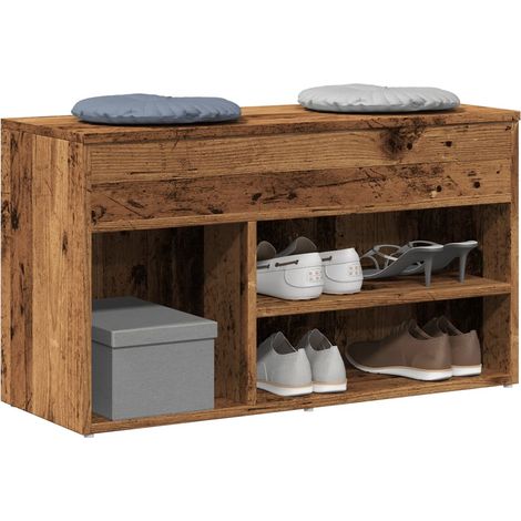 Schuhbank Altholz-Optik 80x30x45 cm Holzwerkstoff