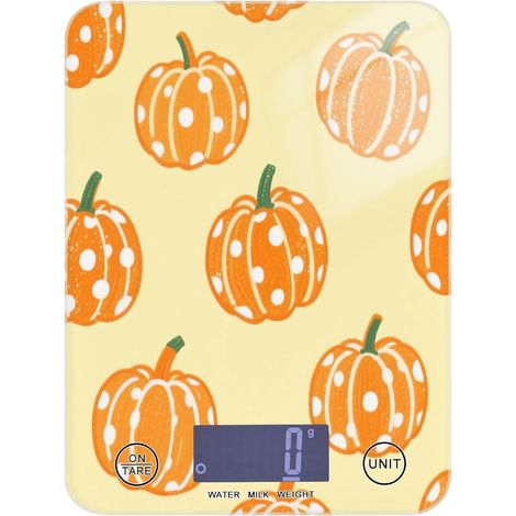 Balance de cuisine avec écran LCD- 5 kg/5 g- Motif à pois- Jaune (1/5)