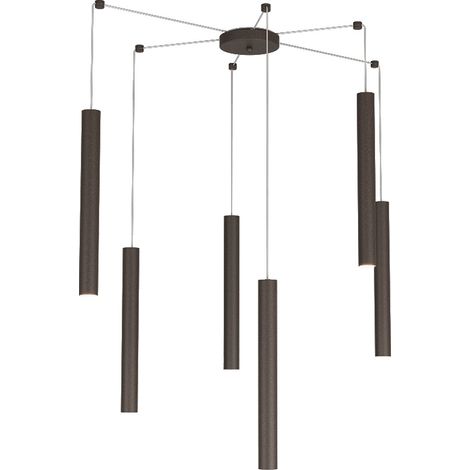 Sospensione Moderna Round Tube Metallo Marrone 6 Luci Gu10 (1/4)
