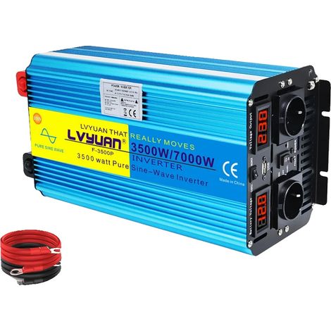 Wechselrichter, reine Sinuswelle, Fernbedienung, 7000 W, 12 V, 2 EU (1/2)