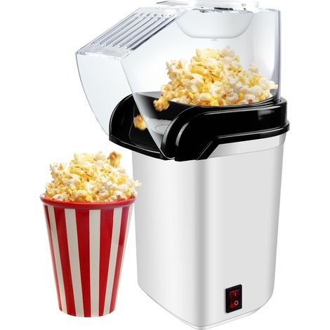 Machine A Pop Corn, Mini Machine À Pop-Corn, Machine À Popcorn Électrique, 1200W Air Chaud Sans Gras Huile Popcorn Maker, Fonctionnement À Un Bouton Pour Les Films À La Maison De Noël (Blanche) (1/5)