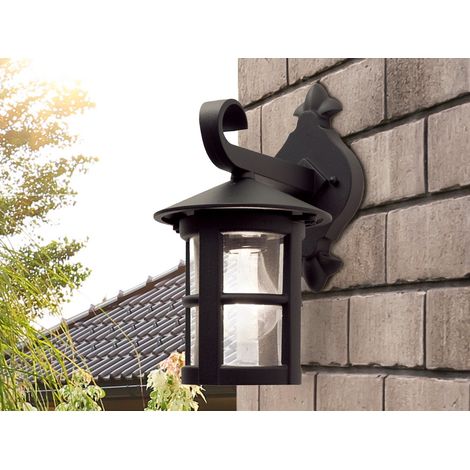 LED Außen Wandlaterne aus Alu im Landhausstil, Schwarz Höhe 29cm (1/5)