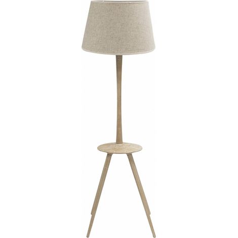 Lampe sur pied en bois naturel et abat jour beige élégant - Bois naturel et beige doux (1/3)