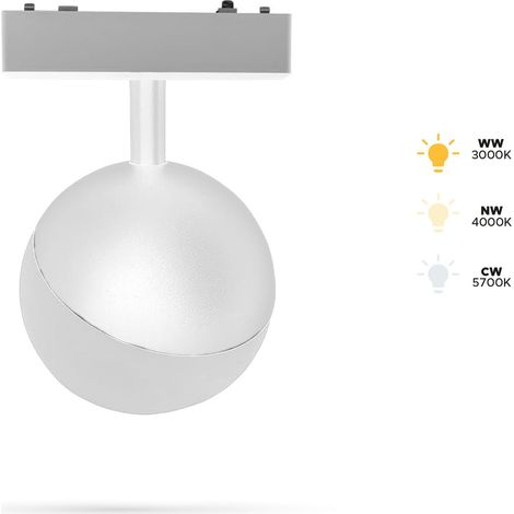 Lampada a sfera bianca 6W D per binari magnetici SLIM TRACK 48VDC 3CCT 3000K, 4000K, 5700K (1/5)