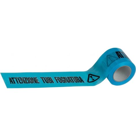 NASTRO SEGNALETICO ATTENZIONE TUBAZIONI FOGNA cm. 10x200 mtl. col. Blu