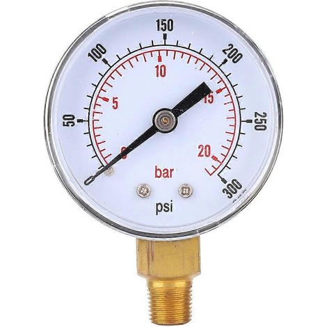 Manometer 50mm Zifferblatt 1/8 BSPT Bodenanschluss für Luft Wasser Öl Gas (0-300PSI 0-20Bar)