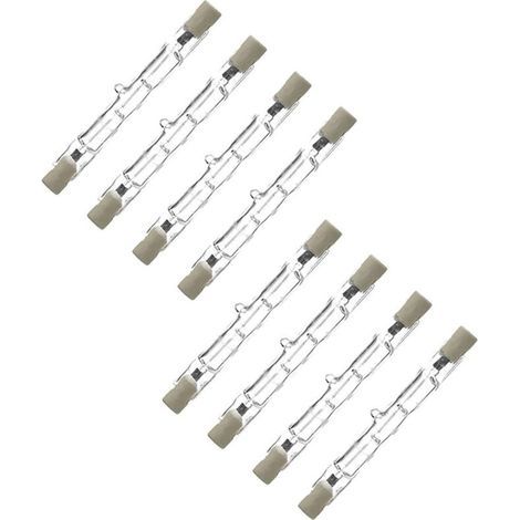 Confezione da 8 lampade a barra alogene dimmerabili R7S da 118 mm, 300 W, AC220–240 V, J118. Faretti alogeni lineari per illuminazione di esterni, sicurezza e stradale. (1/4)