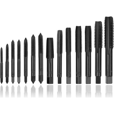 14 Pièces Tarauds à Goujure Droite, Tarauds à Vis Cannelés Droite Taraud à Filetage Américain Taraud Machine en HSS Kit Foret Taraudage Filetage Taraud pour Filet Rapport (1/5)