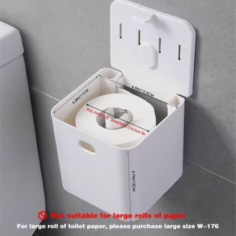 Toilettenpapierhalter, wandmontierter Toilettenpapierrollenspender, wasser- und staubdicht - für Badezimmer und Toilette (weiß) (1/4)