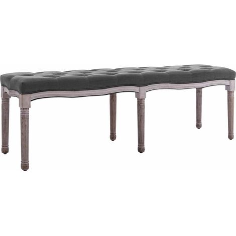 Banco lino y madera maciza gris oscuro 150x40x48 cm vidaXL (1/5)