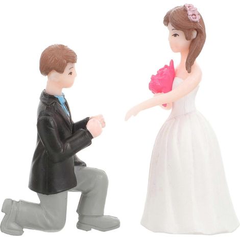 paire de poupées de couple de mariés, petites statues de mariés, adorables figurines décoratives-5.5x2.5cm-Colorful