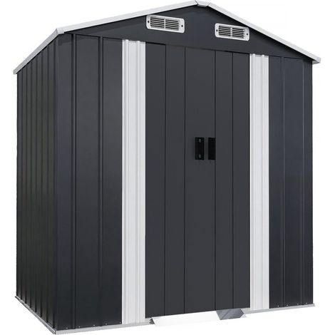 Casetta da giardino in metallo "Boston" con porta scorrevole - 2,17 m² - Grigio