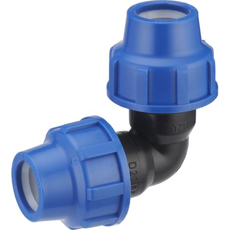 Gleiches Kunststoff-Winkelstück für Polyethylenrohr Ø20 – PE-Kompressionsanschluss – 90°-Winkel für Wasserleitung – perfekte Dichtheit - NOYON & THIEBAULT - 1722P-20ET (1/2)