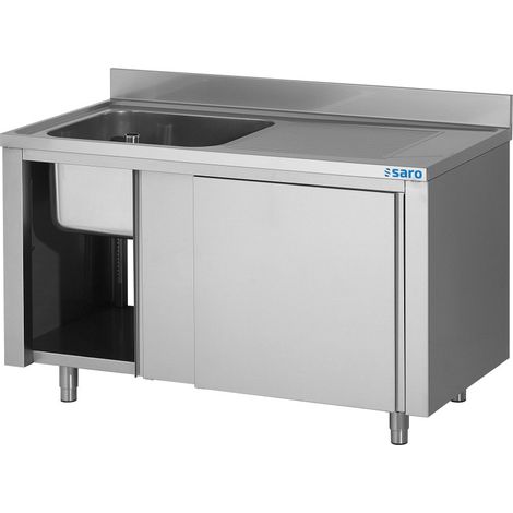 Meuble Sous-Évier - 1200x700x850mm - 1 Bac Gauche - Portes Coulissantes - Saro