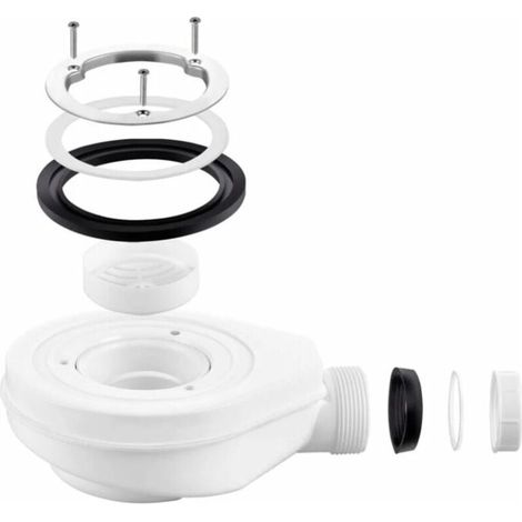 Kit de vidange bac de douche, drain de douche avec siphon, avec filtre à cheveux, kit de trou de vidange de bac de douche, blanc (1/5)