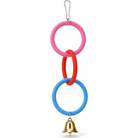 Trois anneaux coton colores perroquet cage oiseau grimpe jouet (1/5)