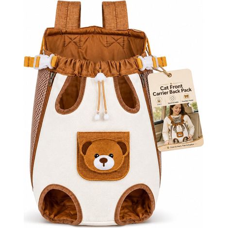 Sac Transport Chat, Sac à Dos pour Chien, Porte-Chat Ventral Bretelles Réglables, Sac à Dos de Transport Voyage pour Chat Petit Chiot pour Shopping,Camping, Hiking (3XL) (1/5)