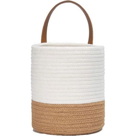 Panier Suspendu - Pot à Plantes Murale en Imitation Rotin - Pour Intérieur et Extérieur - Coton Tissé Main - Disponible en Taille S ou L - 1 Pièce (1/5)
