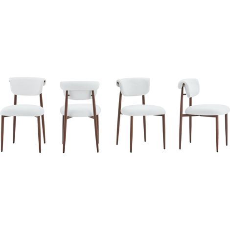 CAIziLot de 2 chaises de salle à manger en lin, chaises de cuisine rembourrées sans accoudoirs, chaises de salle à manger modernes à dossier incurvé