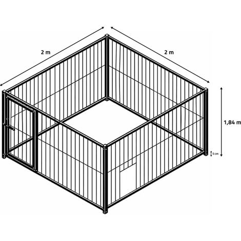 Kit chenil barreaux carré 2 x 2 m avec ouverture (1/5)