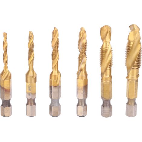 Kit de 6 Tarauds HSS 6542 M3 M4 M5 M6 M8 M10 pour Taraudage à Queue Courte (1/5)