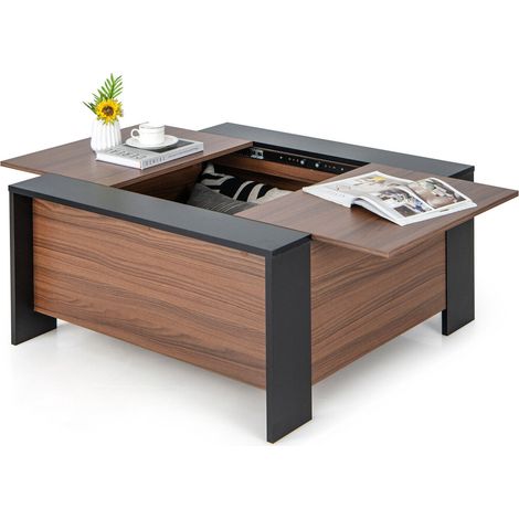 92cm Coffee Table w/Sliding Top Square Center Table Extendable Cocktail Tea Table
