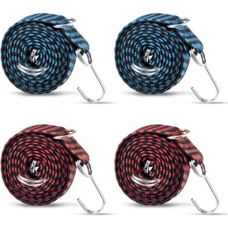 Spanngurte mit Haken 2M, 4 Stück, verstellbar, flaches Design