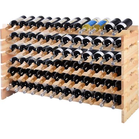 6-Tier Wooden Wine Rack 72 Bottles Stackable Wine Holder Free Standing Wine Bottle Display Storage Organizer (1/5)
