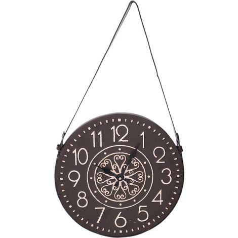 Orologio in legno nero bianco cm Ø37/66x3