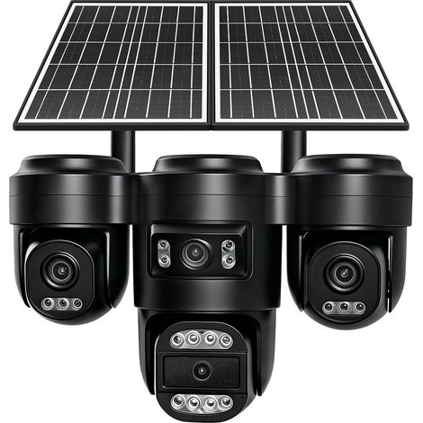 Caméra de surveillance autonome solaire 4G 6 moteurs 360° 4 vues simultanéeMode AOV basse consommation, vision nocturne couleur IP66 pour extérieur maison jardin ferme Interphone BidirectionnelStockag (1/5)