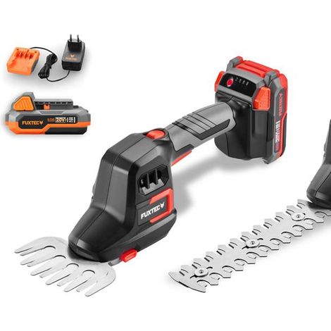 FUXTEC cortasetos inalámbrico 20V FX-E1HHS20SET – hoja de 20 cm – diámetro de corte 10,5 cm – batería incluida