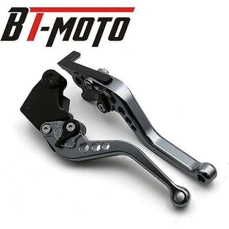 Levier de frein et d'embrayage compatible avec les motos Yamaha YZF-R1 et YZF-R6 (2005-2016) : poignée longue et courte en aluminium (poignée courte en titane). (1/5)