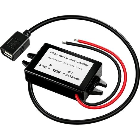 12V DC auf 24V auf 5V USB-Spannungswandler, 3A 15W, wasserdichter AC-Adapter, Spannungsregler, Abwärtstransformator für Auto, Motorrad, Boot, GPS (1/5)