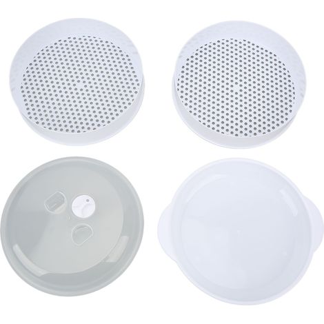 Couvercle Transparent Résistant à la Déformation pour Cuiseur Vapeur Micro-ondes, Grande Double Couche avec Poignée pour Cuisine