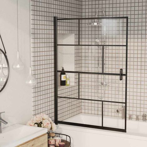 Cabine de douche Parois de douche - ESG 100x140 cm Noir BV801420 - BonneVie (1/4)