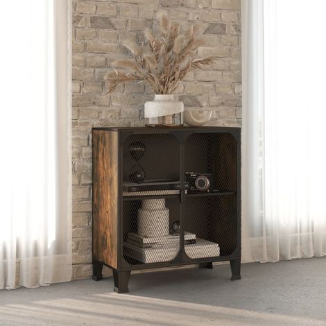 Armoire de design rustique 72x36x82 cm en métal et bois diverses couleurs Couleur : Brun rustique (1/5)