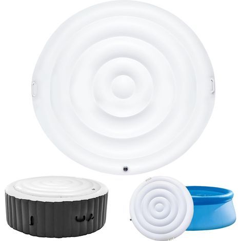 1 runde Whirlpoolabdeckung, 135 cm, aufblasbares PVC, wärmeisolierend, verstärkte Griffe, für den Außenbereich (1/5)