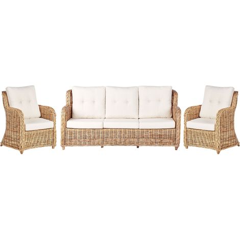 Gartensofa Set 5-Sitzer ALESSANO Rattan Naturfarben