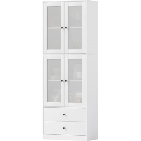 Mueble de cocina mueble alto con cajon estantes regulables buffet de cocina con 2 compartimentos para salon comedor 59 x 30 x 170 cm blanco aosom 229736500 (1/5)