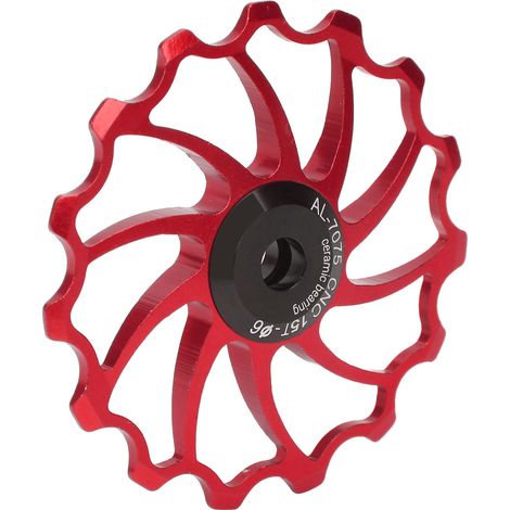 Galet de guidage de dérailleur MEIJUN 15 dents avec roulement céramique pour VTT pliants, rouge (1/5)