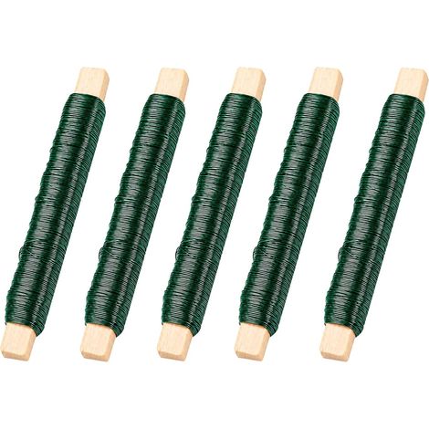 Fil de Fer Fleuriste, 0,65 mm x 35 m Fil de Fleuriste Vert, Fil de Fer Souple Loisir Creatif Flexible, Fils Artisanaux de Jardin Vert pour Attacher des Fleurs et Plantes (1/5)